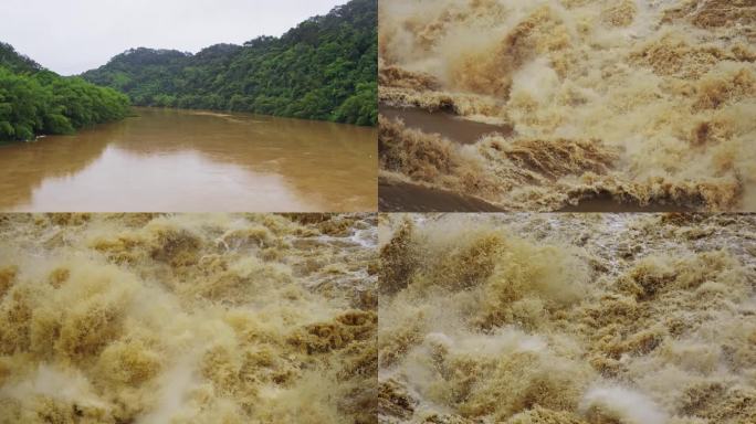 汹涌洪水山洪爆发洪涝洪灾自然灾害