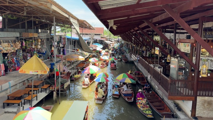 泰国的水面市场东南亚国家曼谷风光景观人文