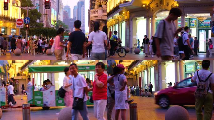 上海市南京东路逛街购物旅游人群行人人流游