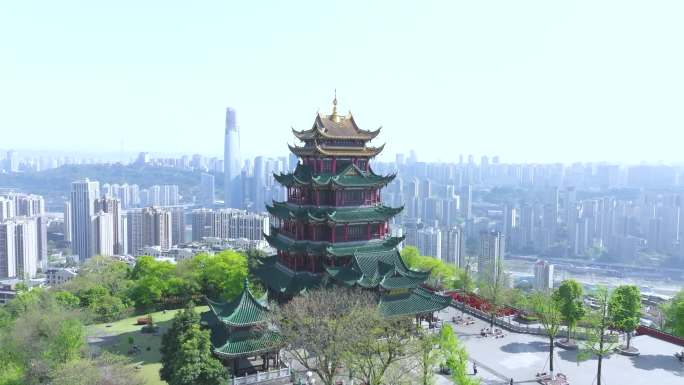 鸿恩寺森林公园鸿恩阁4K全景航拍