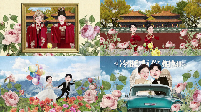 创意婚礼婚庆 拼贴动画