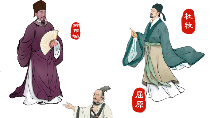 杜牧白居易 屈原欧阳修 苏东坡通道画像