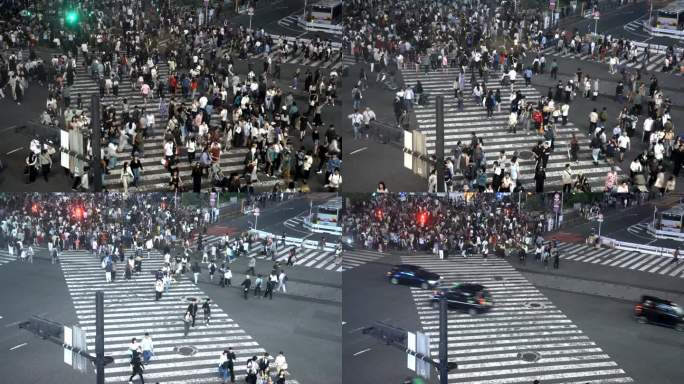 日本东京涩谷繁忙的路口行人