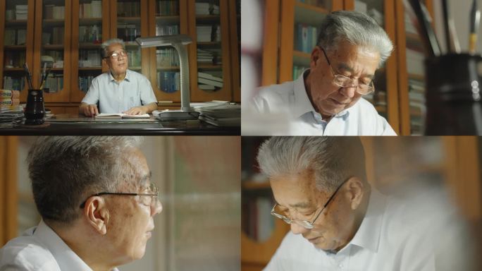 老教授写词 写作 写诗 书房