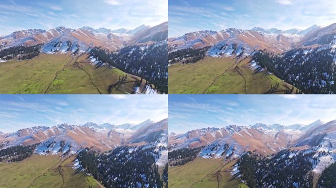 4K那拉提空中草原的雪山