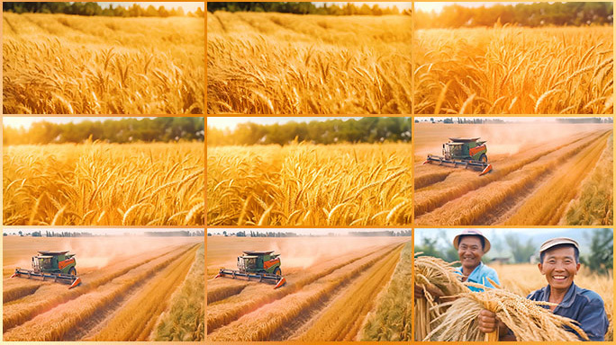 金黄的稻谷粮食生产 农产品丰收农民富裕