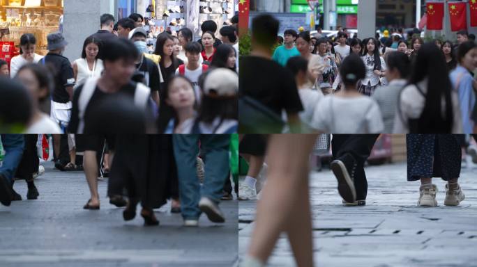 南宁步行街，三街两巷人来人往，黄金周