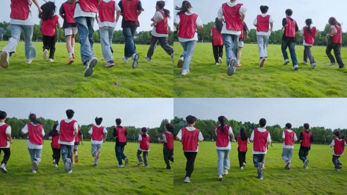 4K逆光奔跑的年轻人 高中生 大学生