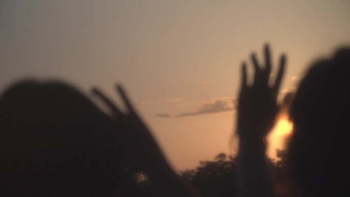 傍晚唯美夕阳招手告别朦胧素材