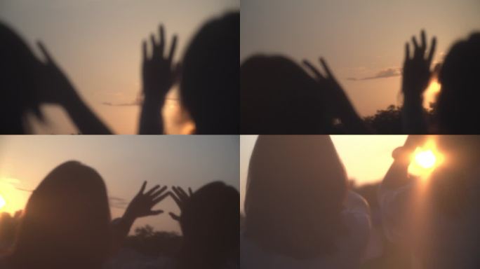 傍晚唯美夕阳招手告别朦胧素材