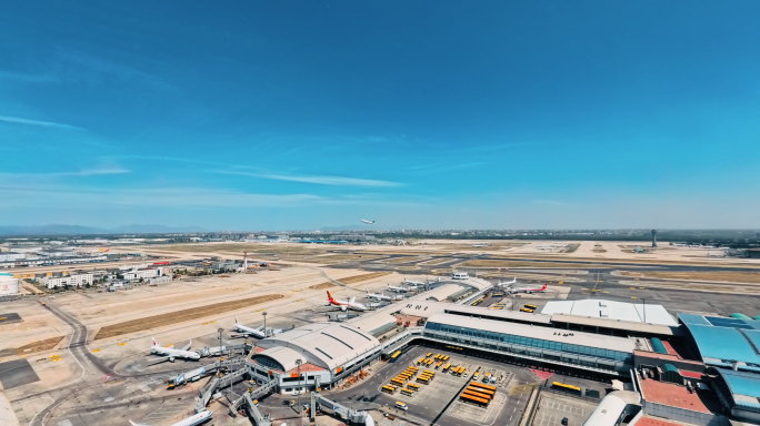 北京首都机场空镜 飞机起飞降落滑行延时