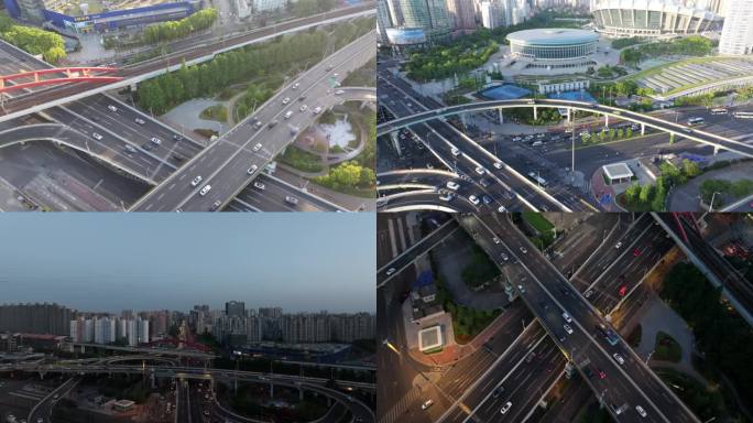 航拍上海徐汇区漕溪北路立交