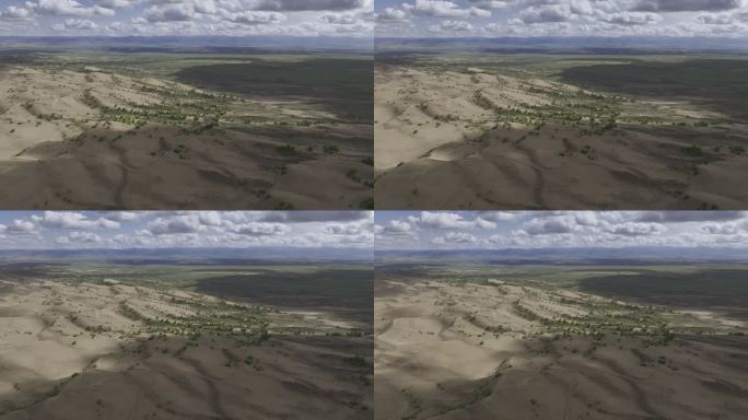 4K航拍木格滩沙漠原生态沙漠绿洲