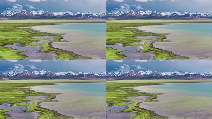 中国西藏拉萨纳木错圣湖风景航拍