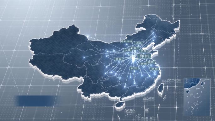 河南郑州地区科技辐射地图模板
