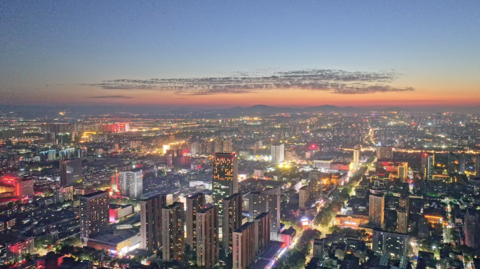 淄博夜景高清航拍