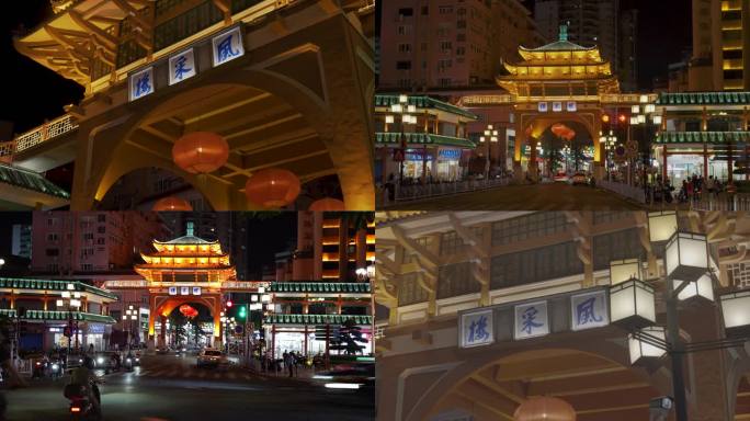 韶关夜景风采楼繁华街道车流霓虹灯街道