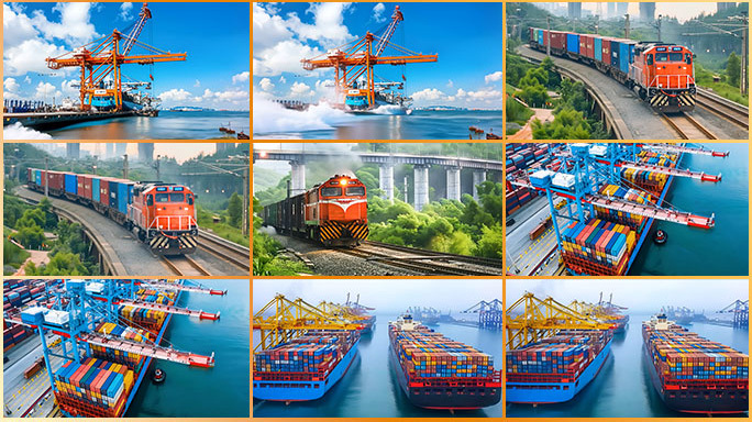 国际货运贸易线路一带一路海运陆运中欧班列