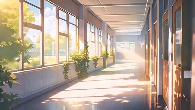 学校走廊教室动漫