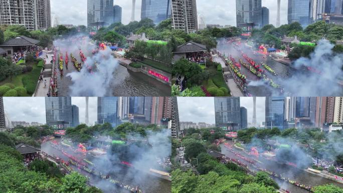 广州猎德村龙舟航拍