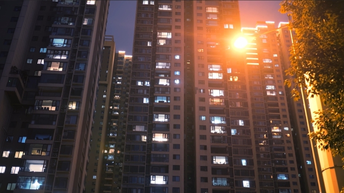 小区夜景 万家灯火
