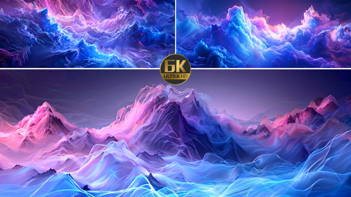 6K酷炫全息抽象山水宽屏背景