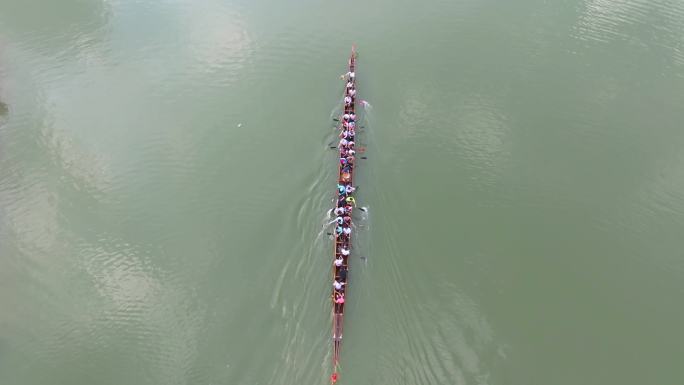 4K航拍广州海珠土华村龙舟练习训练竞赛