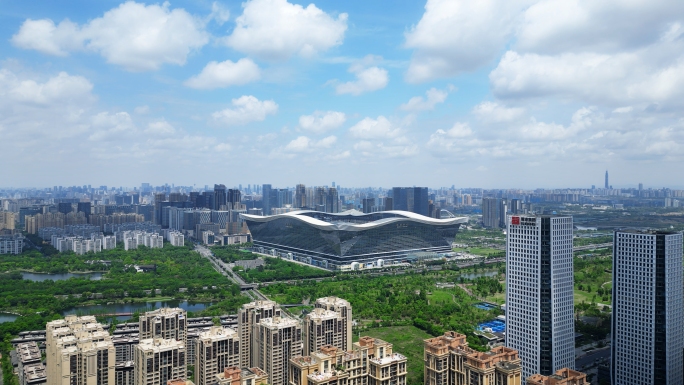 4K成都高新区天际线航拍