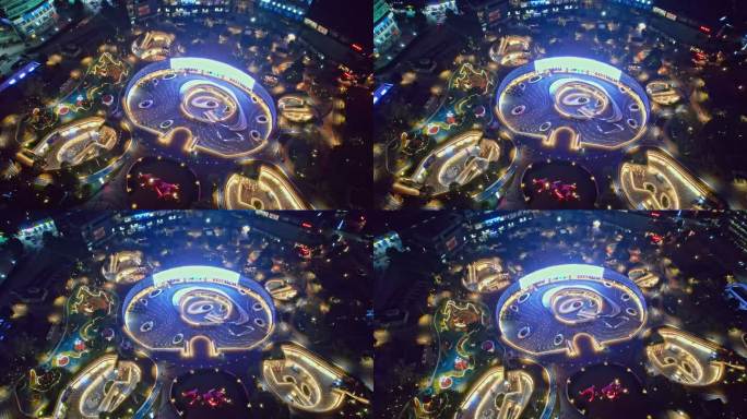 重庆渝北区一奥天地夜景航拍