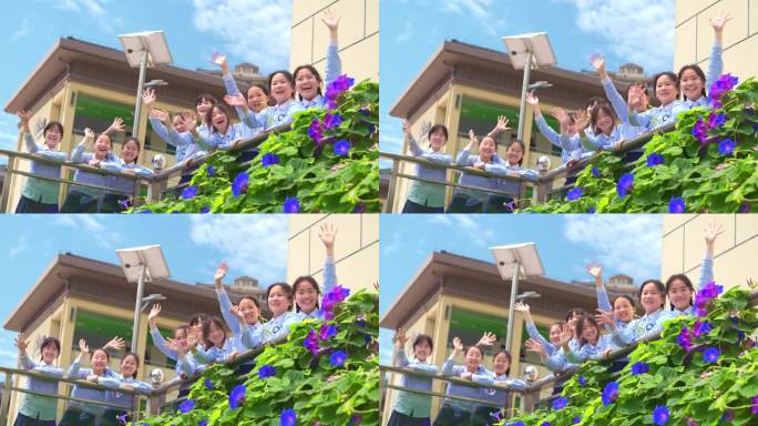 挥手的女生