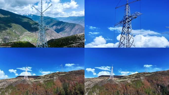 航拍特高压电力建设延时4K