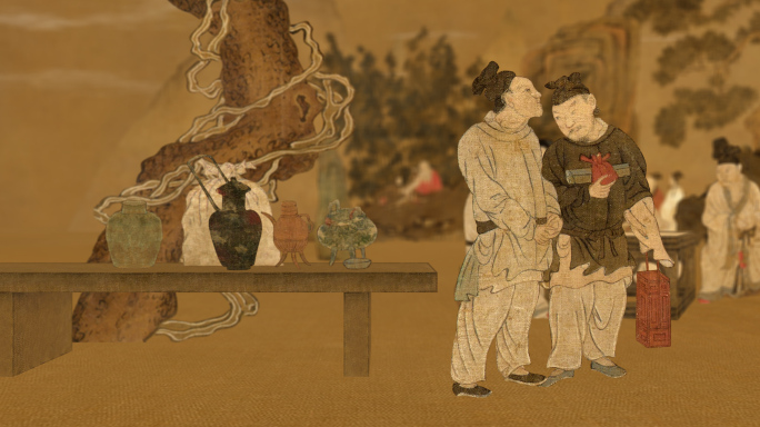 古代文人聚会《西园雅集图》3D视频