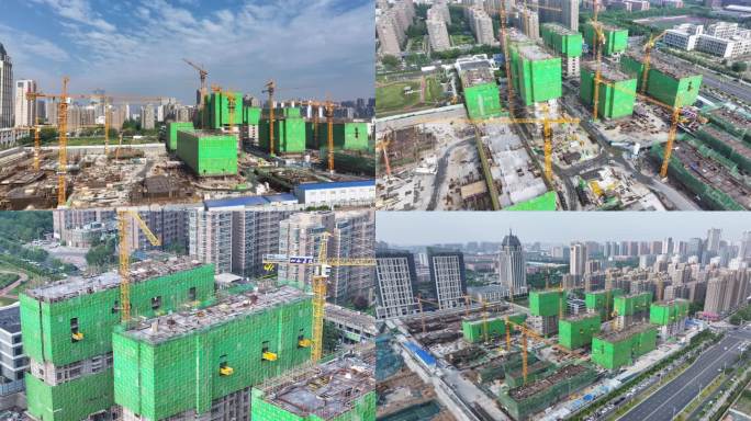 工地建设塔吊航拍