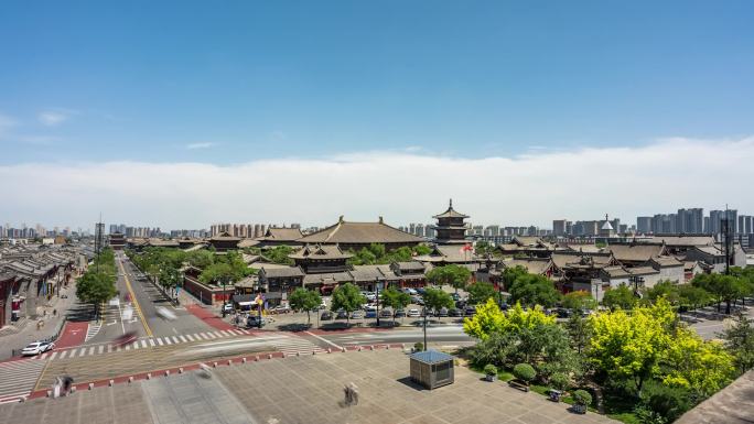 大同市平城区西城墙华严寺大景延时