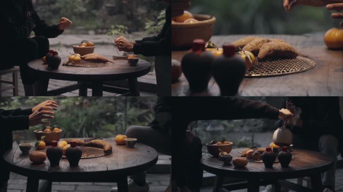 围炉煮酒煮茶烤红薯烤橘子 冬天温暖惬意