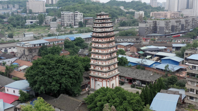 四川简阳白塔 圣德寺塔 白塔园 航拍