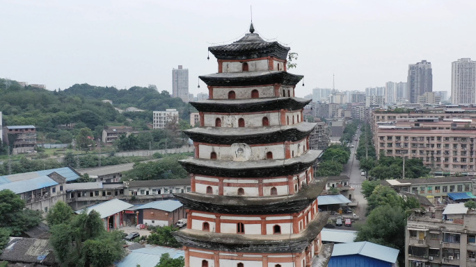 四川简阳白塔 圣德寺塔 白塔园 航拍