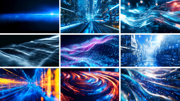科技字幕绚丽线条色彩流体背景素材