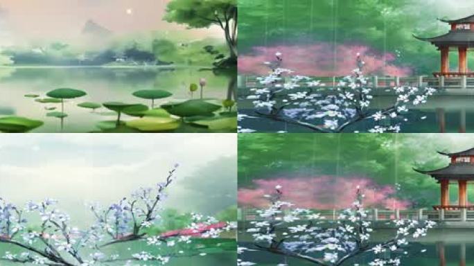 水墨意境古风背景动态素材