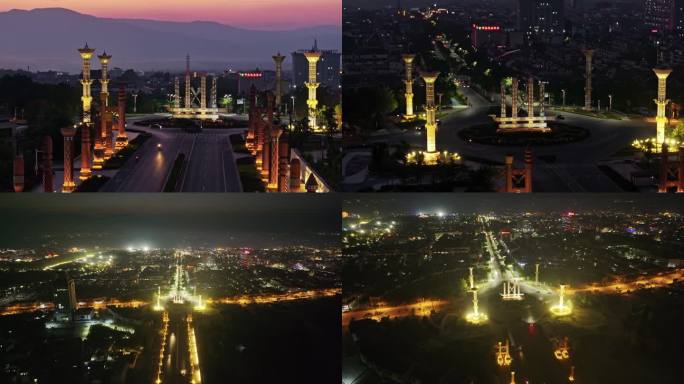 陇川章凤夜景 景颇建筑 小城市夜景