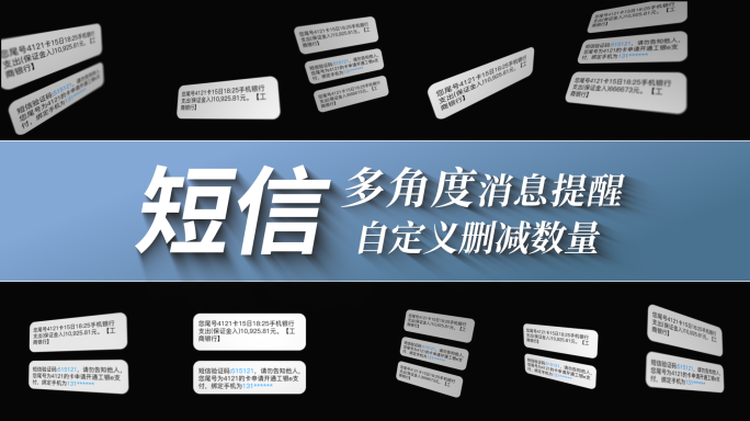 手机短信弹窗新消息通知多视角展示AE模板