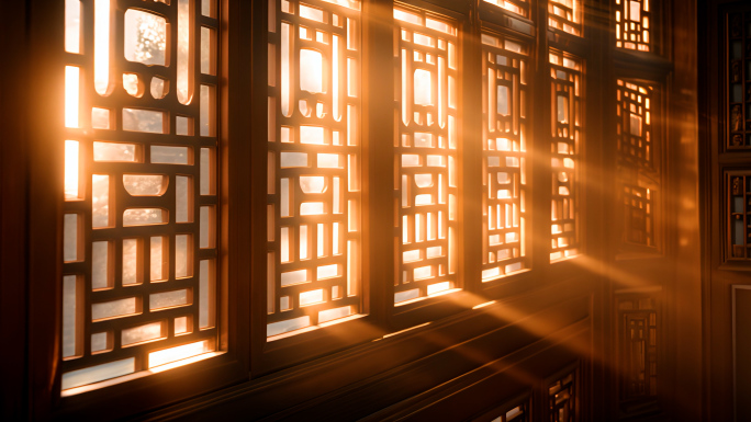 窗户光影  中式窗户 古建筑 榫卯结构