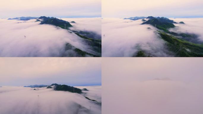 航拍群山云层上面