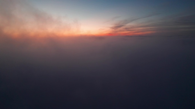 美国云海粉色晚霞天空云层飞机航班风景