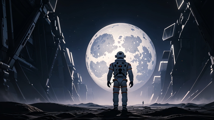 宇航员望向神秘太空