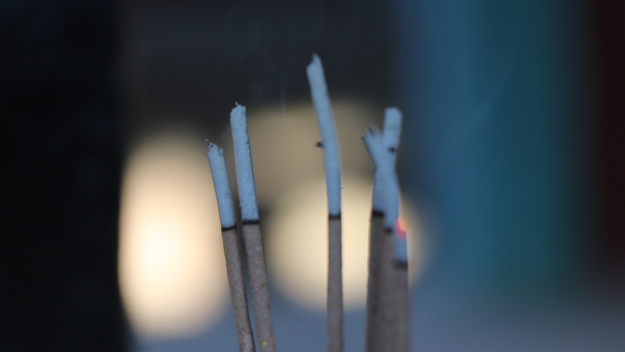 寺庙延时 烧香 香炉 蜡烛