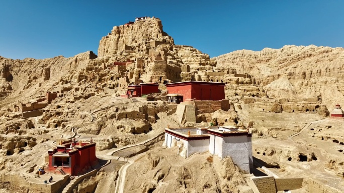 航拍西藏阿里 古格王朝遗址迹