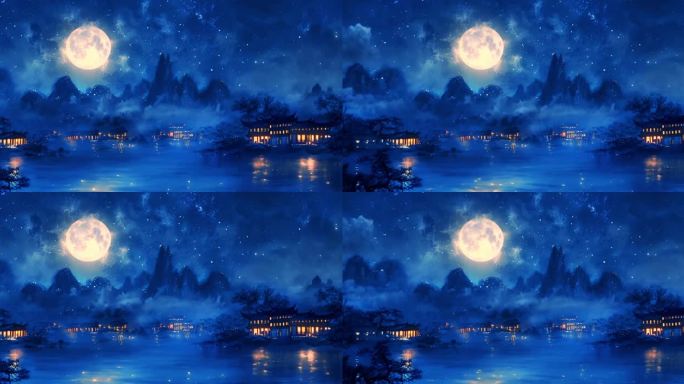 唯美月夜LED大屏背景