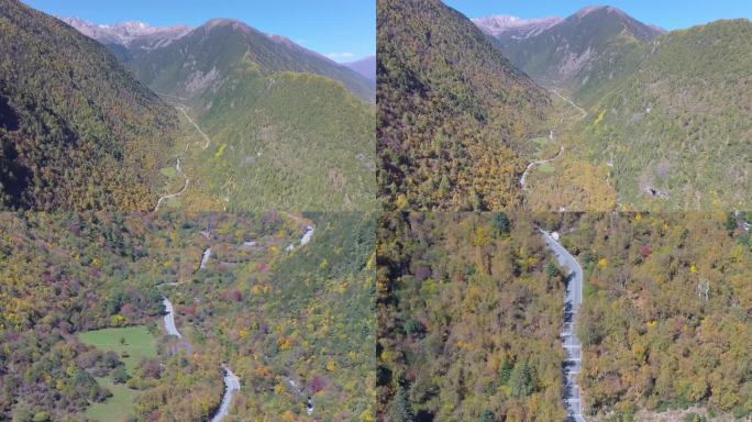 四川川西康定情歌风景区木格措秋天风景航拍