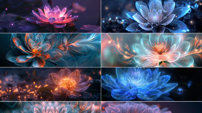 【34组合集】抽象梦幻花朵绽放